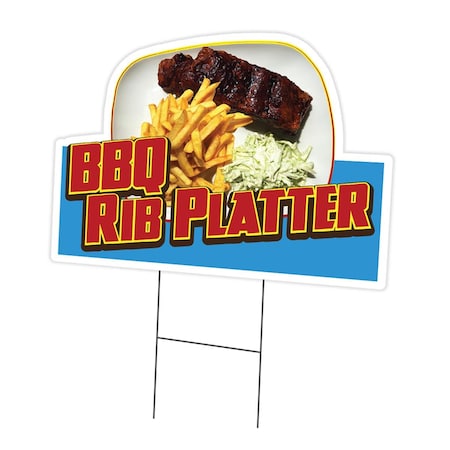 Amistad 18 x 24 in. Yard Sign & Stake - BBQ Rib Platter AM2075879
